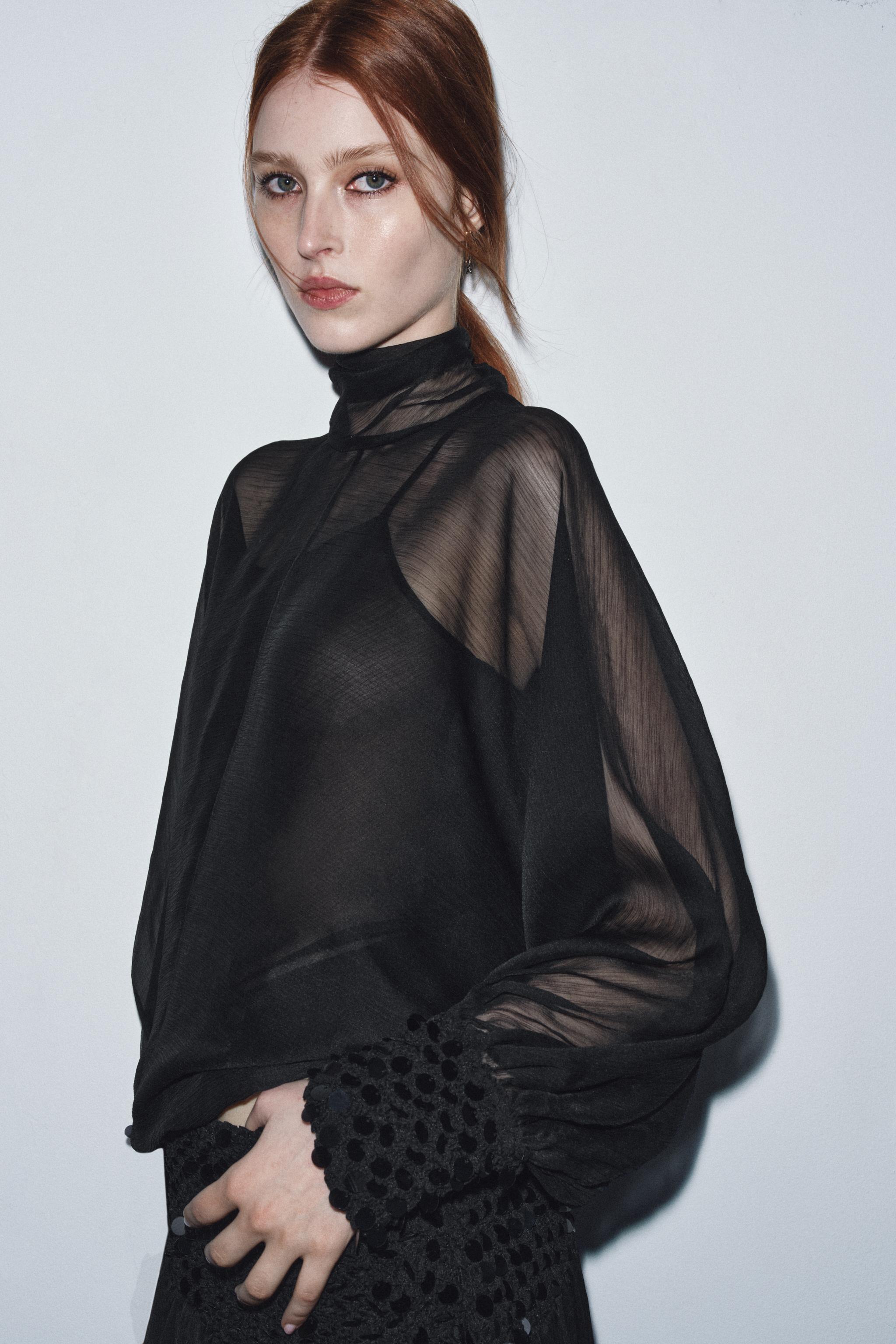 ZW COLLECTION SEMI-SHEER BLOUSE